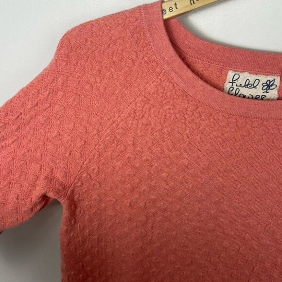Anthropologie Field Flower Cashmere Waffle Knit Pullover Sweater Pink Boho Med - Picture 7 of 14